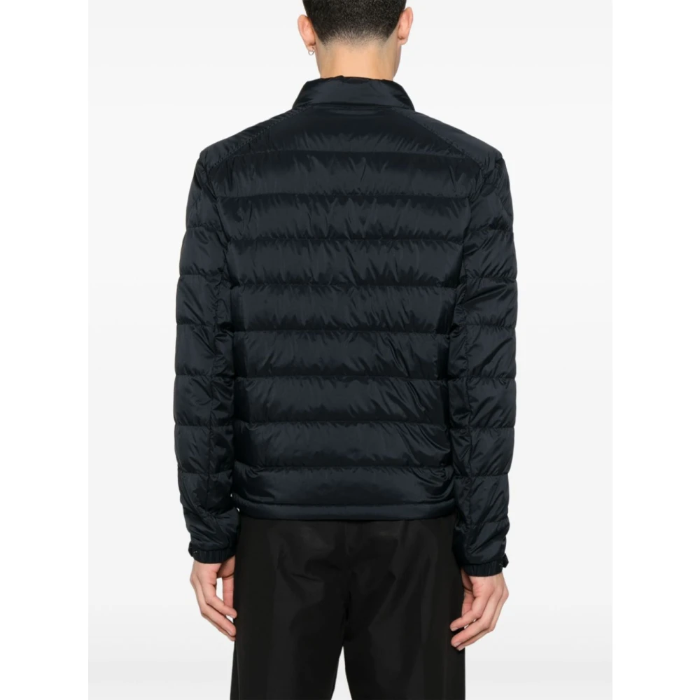 Moncler Blauwe gewatteerde jas met logopatch Blue Heren