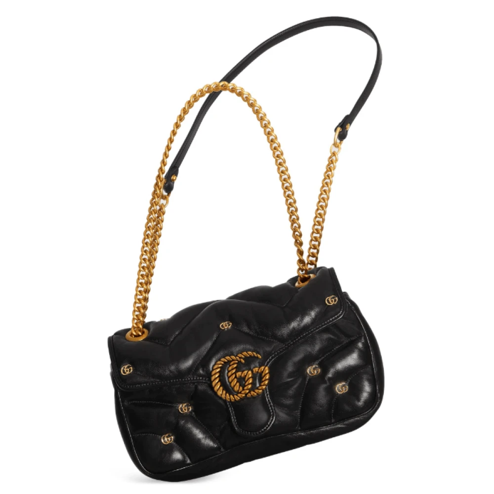 Gucci Black GG Marmont Schoudertas Black Dames