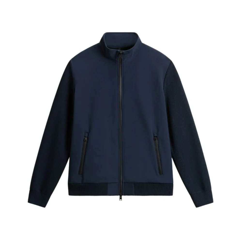 Woolrich Blå Tech Softshell Dragkedja Jacka Vattentät Blue, Herr