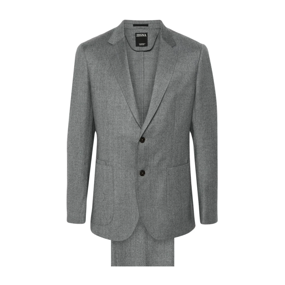 Ermenegildo Zegna Grijze Textuur Wollen Blazer en Broek Gray Heren