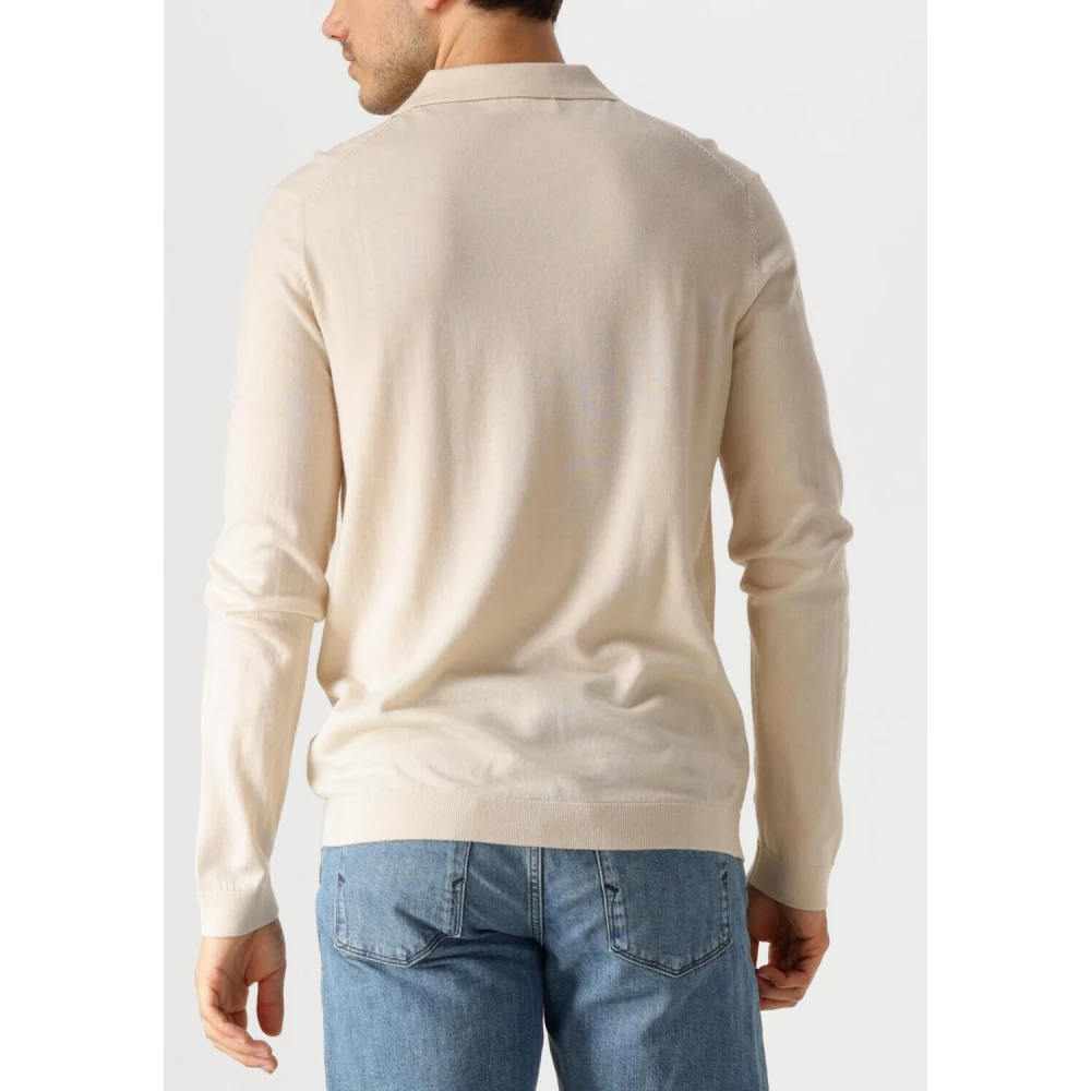 Selected Homme Merino Polo Gebreide Trui Beige Heren