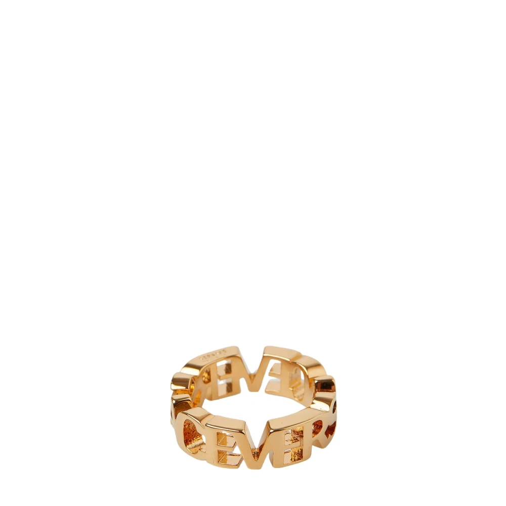 Versace Logo Ring Guldtonad Mässing Smycken Yellow, Dam