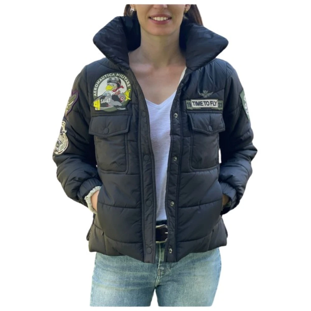 Aeronautica militare Korte jas met geborduurde patches Black Dames