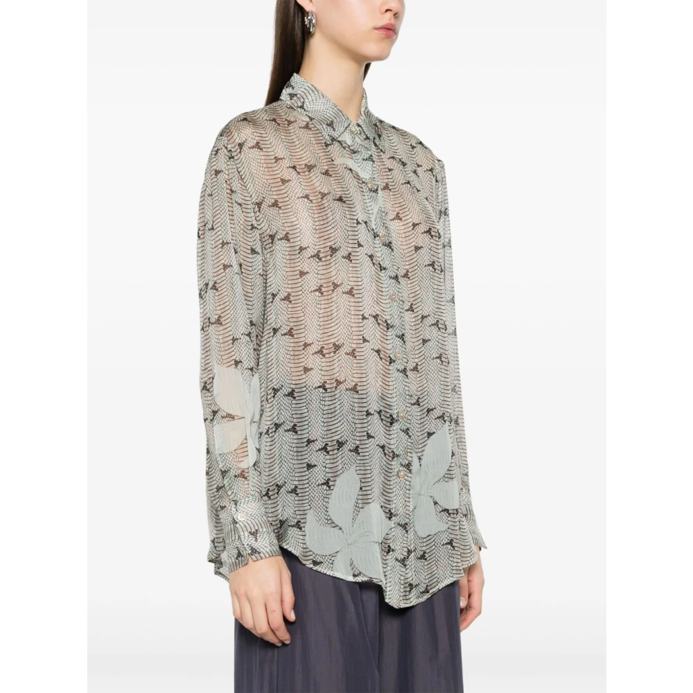 Forte Grijze Button-Up Shirt met Box-Pleat Detail Gray Dames