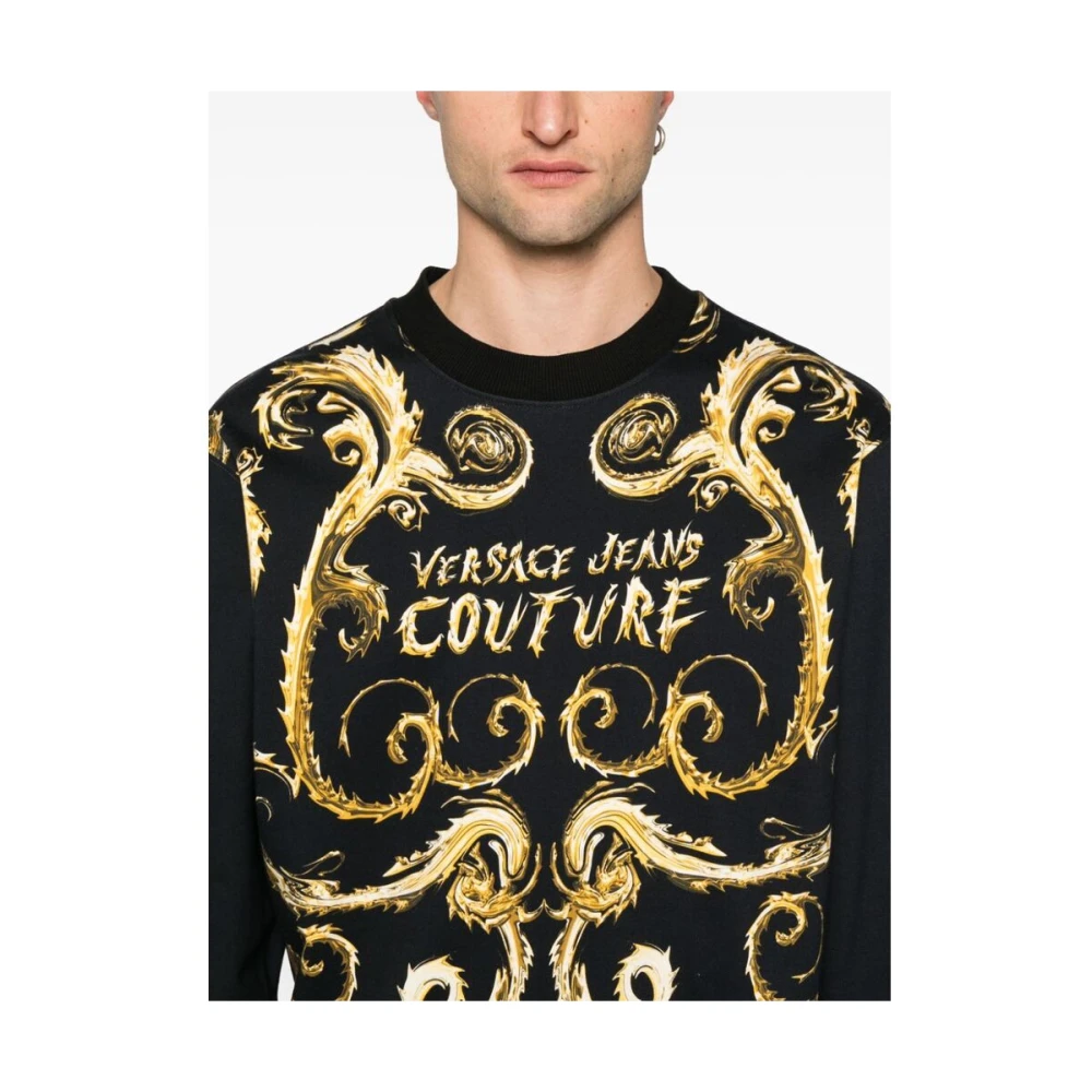 Versace Jeans Couture Chain Print Crew Neck Sweatshirt Black Heren