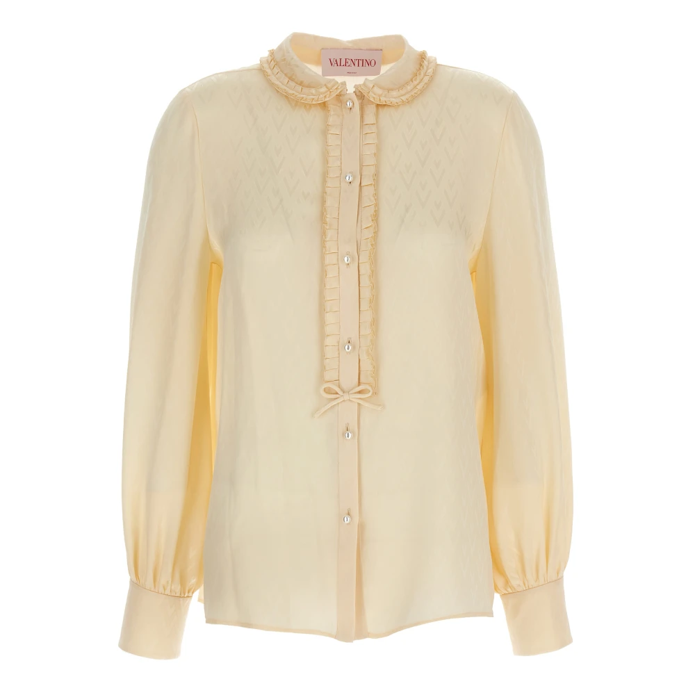 Valentino Garavani Women's Beige Toute La V Silk Jacquard Shirt