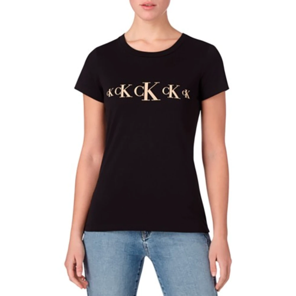 Calvin Klein Dam Återvunnen Bomull T-Shirt Black, Dam