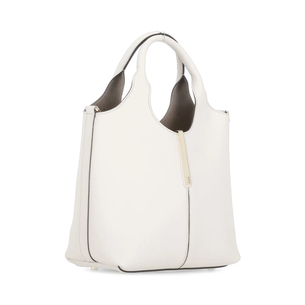 TOD'S Ivoor Leren Handtas met Metalen Detail Beige Dames