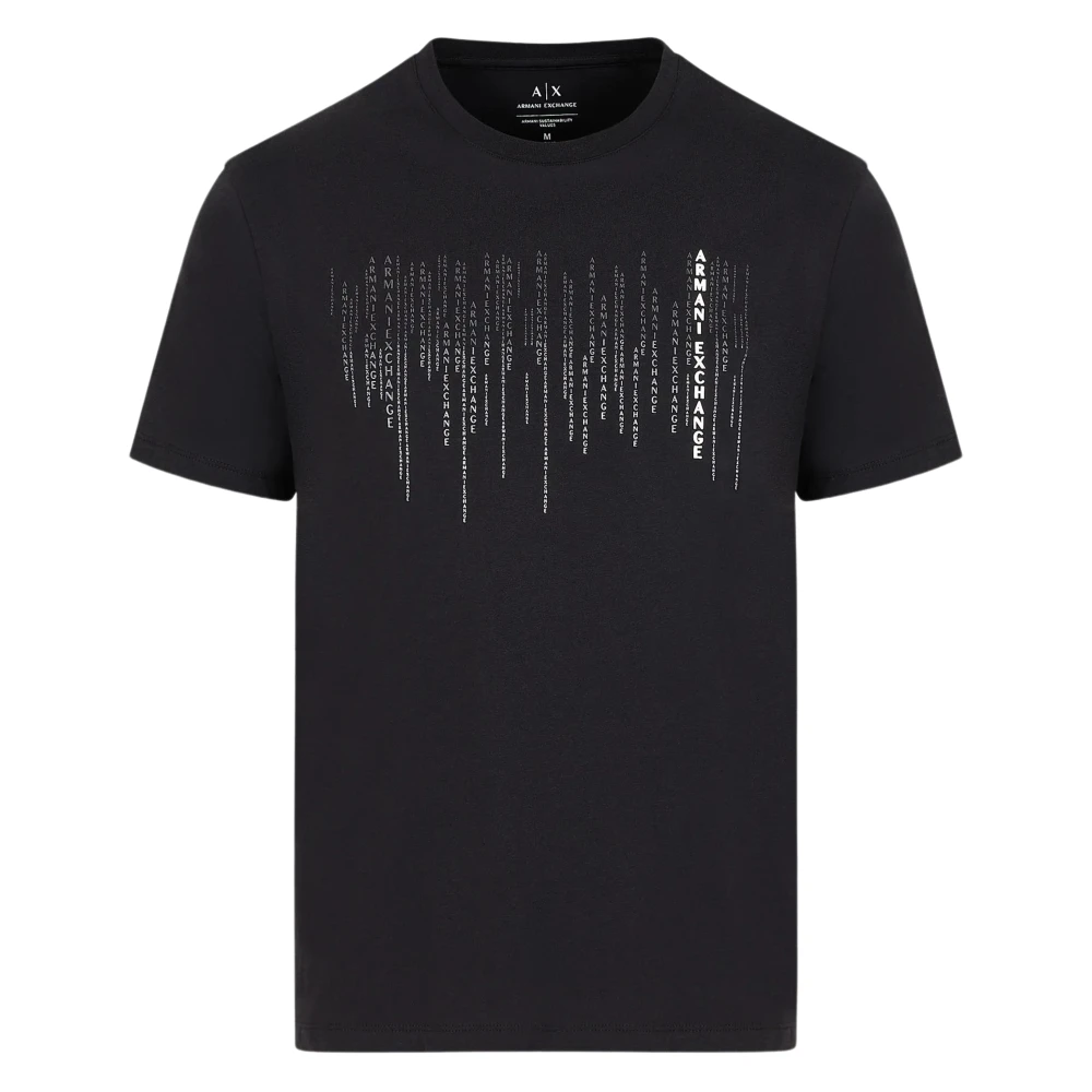 Armani Exchange Zwart Matrix T-shirts en Polos Black Heren