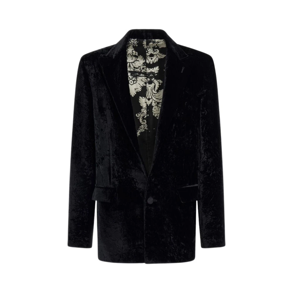 Roberto Cavalli Men's Black Blazers, 2XL, Broccato Print Blazer
