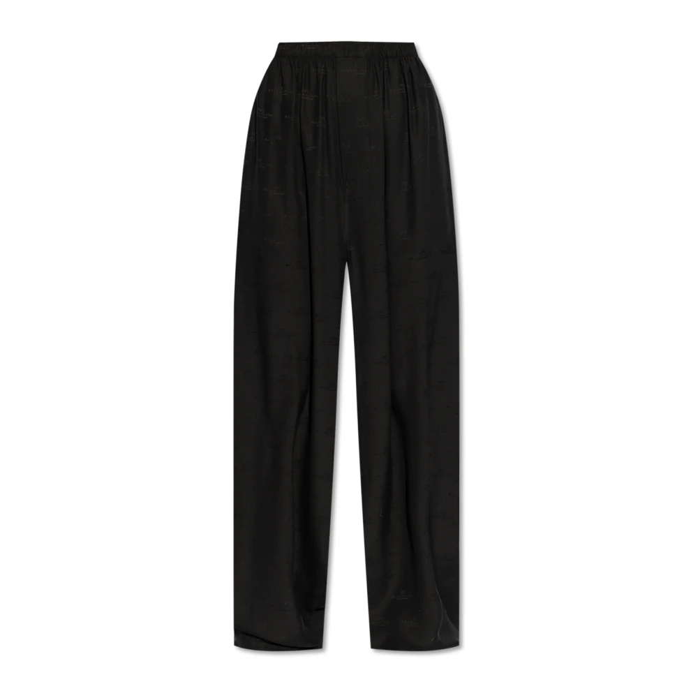 Balenciaga Loszittende zijden broek Black Dames