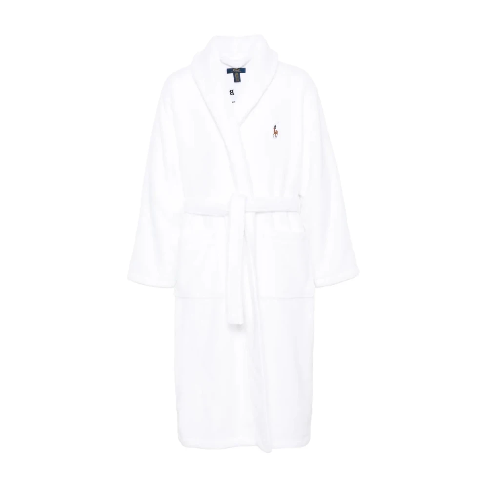 Polo Ralph Lauren Uomo Bianco Accappatoio Da Notte In Cotone