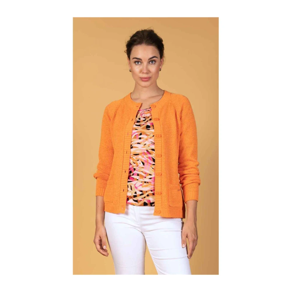 Roberto sarto vest Cardigan o-neck 411130 h214 orange (nectarine) Orange Dames