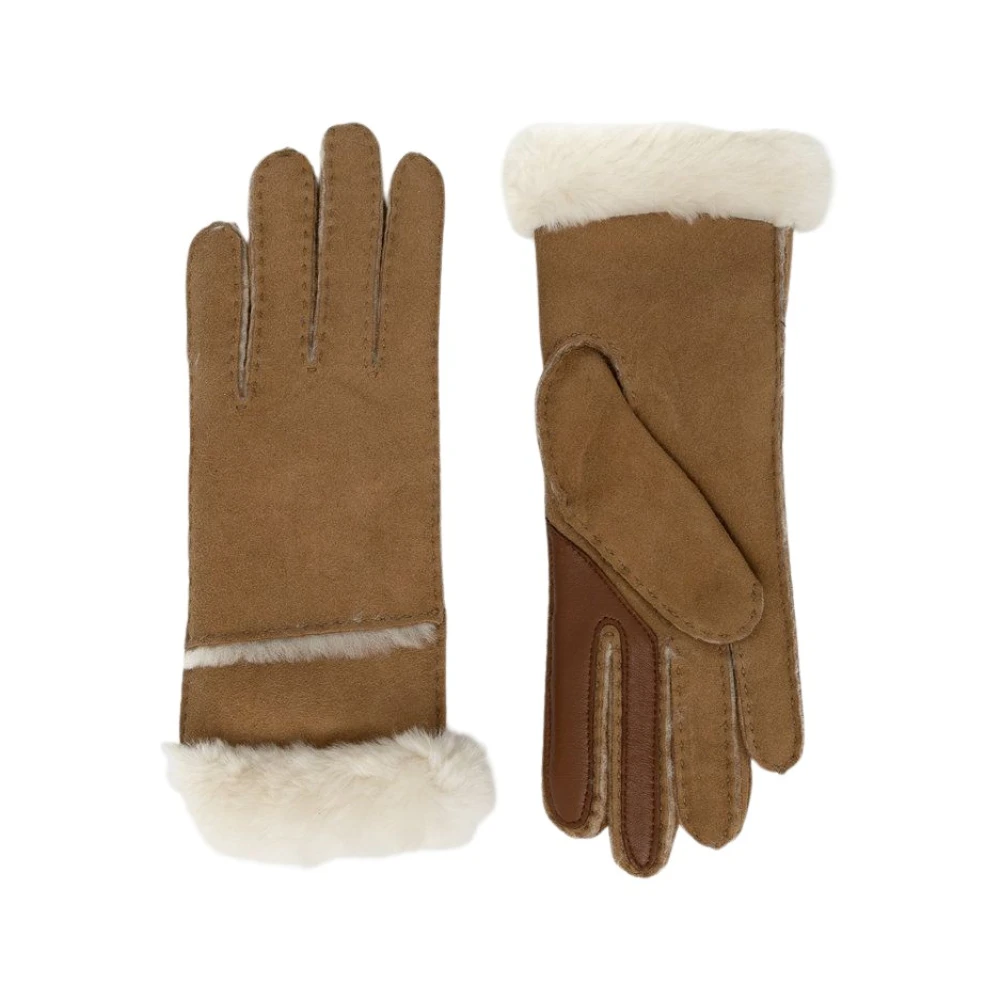 Ugg Donna Marrone - Guanti Con Cuciture In Pelle Di Pecora - Accessories - M