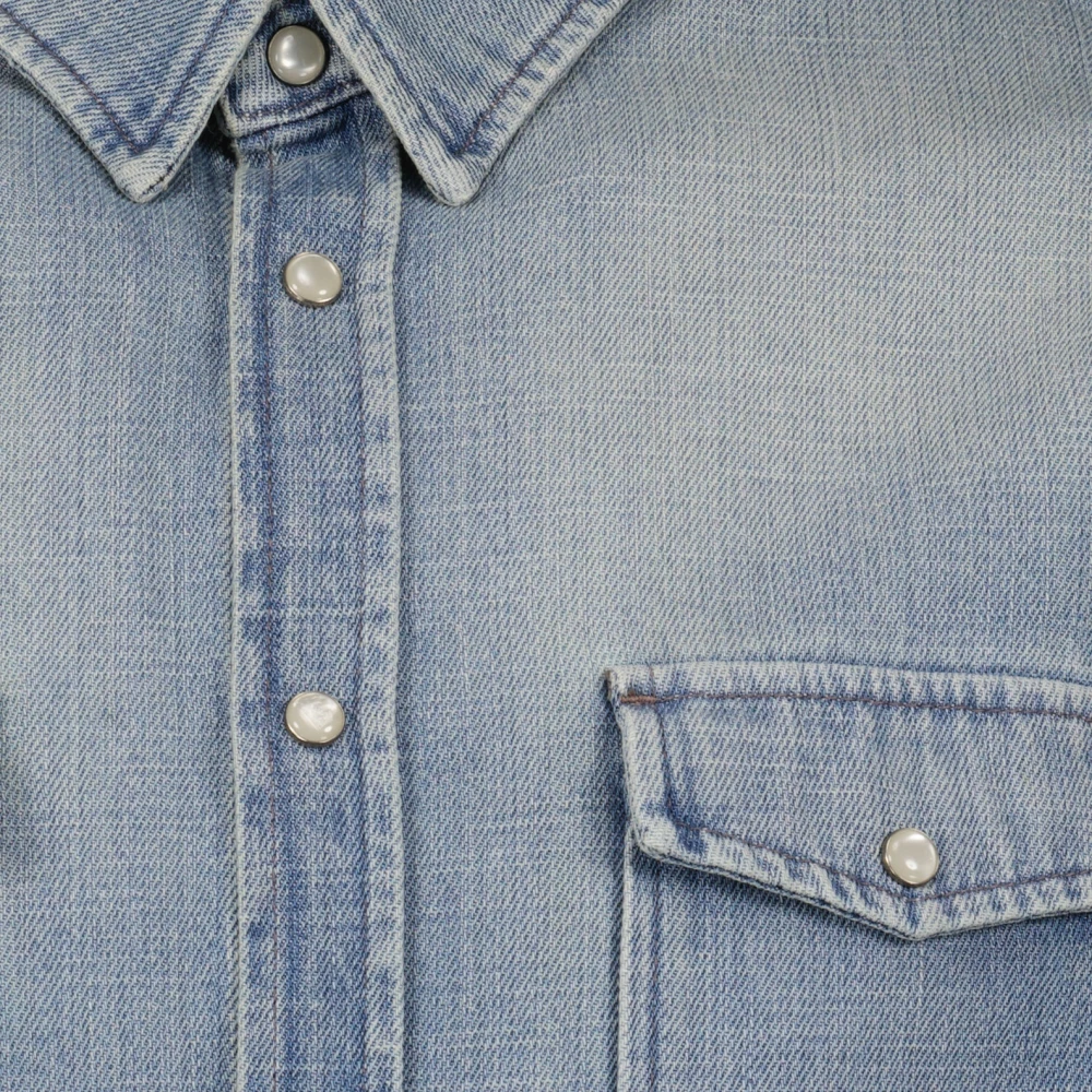 Saint Laurent Denim Overhemd Klassiek Lange Mouw Blauw Blue Heren