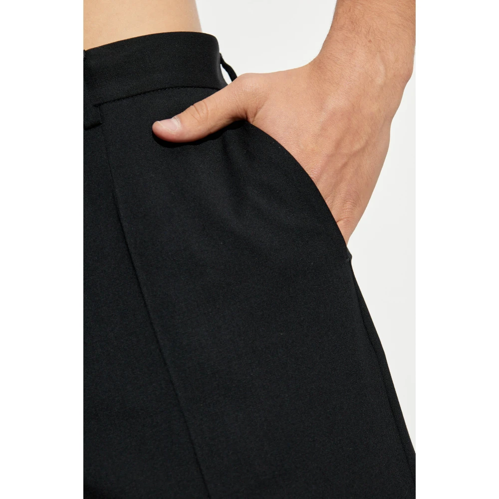 Dolce & Gabbana Wollen broek met vouwen Black Heren