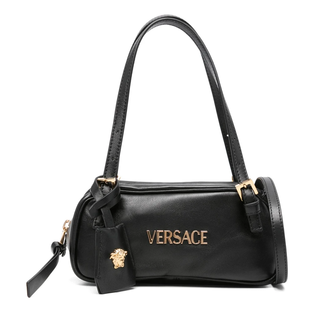 Versace Women's Black Lambskin Handbag With Medusa Hardware