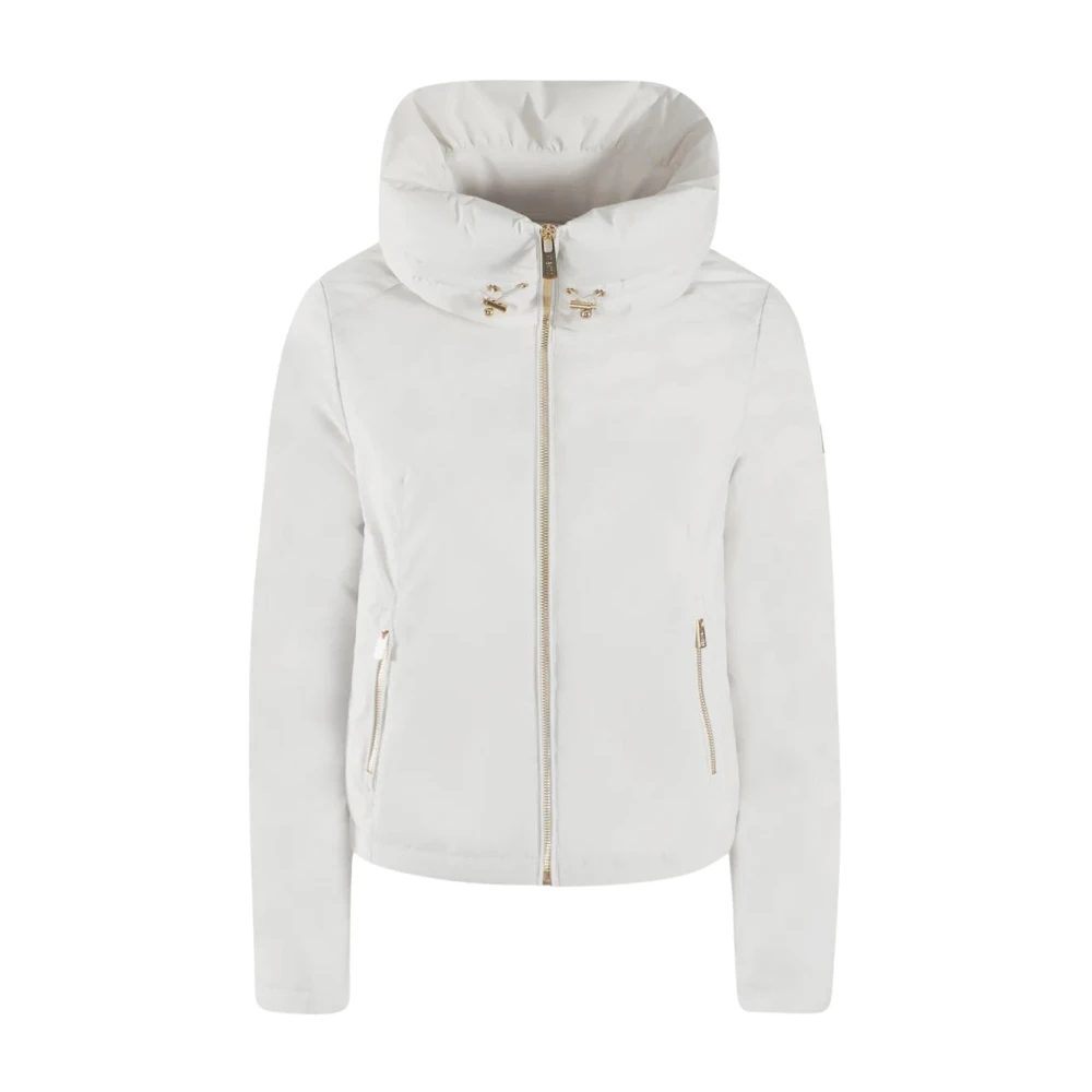 YES ZEE Ivoor Gewatteerde Jas met Hoge Kraag Beige Dames