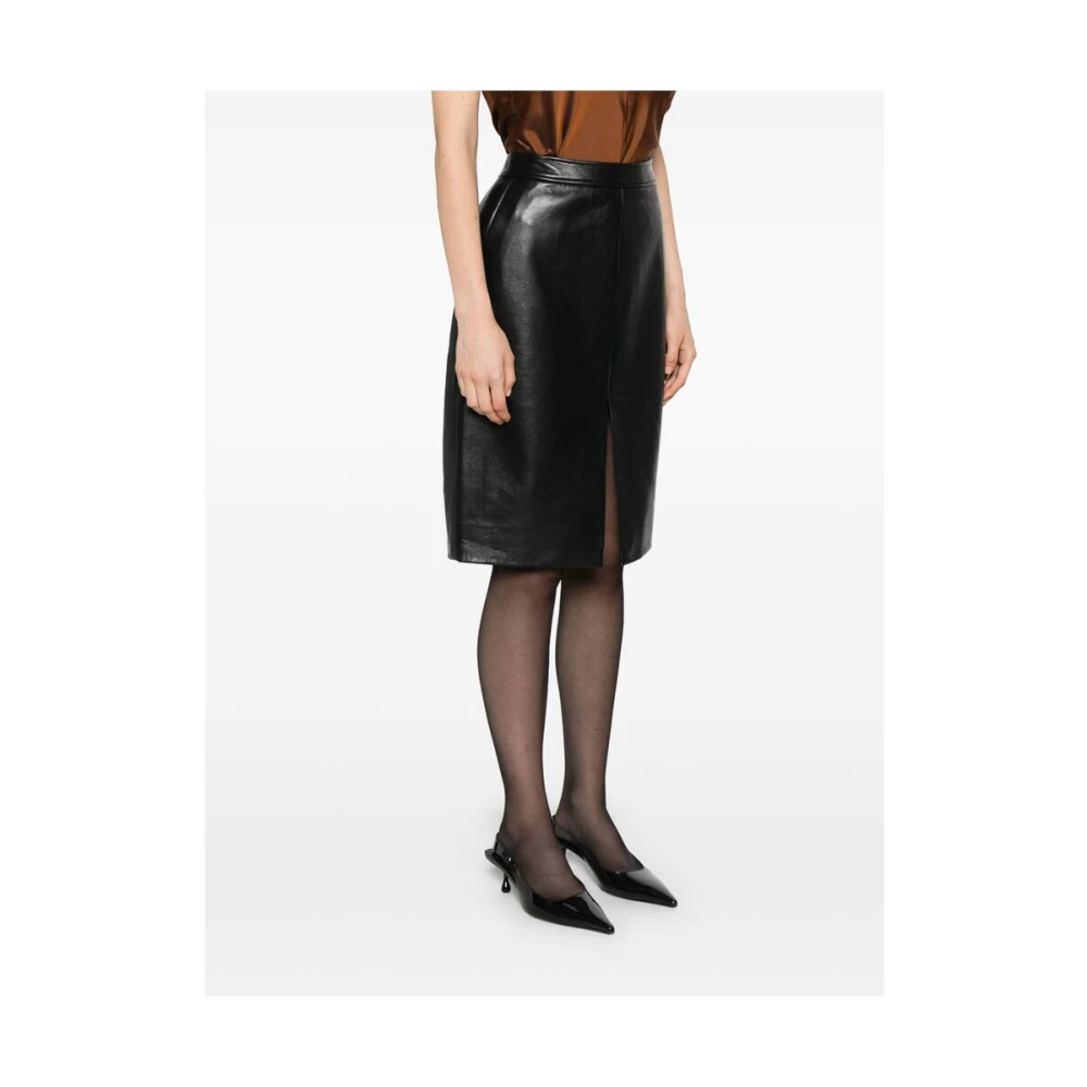 Anine Bing Zwarte kokerrok met split Black Dames
