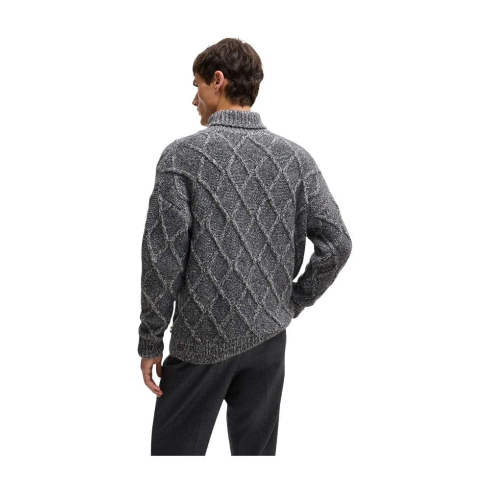 Hugo Boss Kabelgebreide trui in grijs Gray Heren