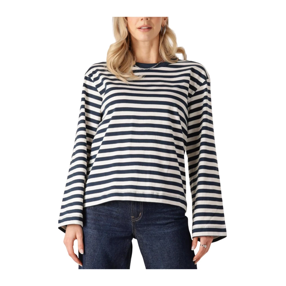 Modström Blauw Wit Gestreept LS T-shirt Blue Dames
