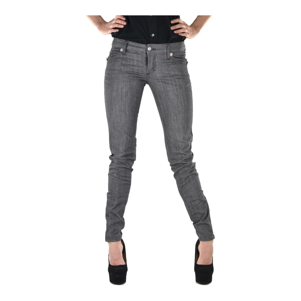 Dsquared2 Grijze Skinny Jeans met Swarovski Inzetstukken Gray Dames