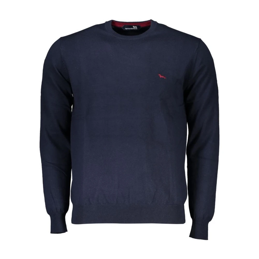 Harmont & Blaine Men's Blue Round-Neck Knitwear,, Embroidered Crew Neck Jumper Extra Large