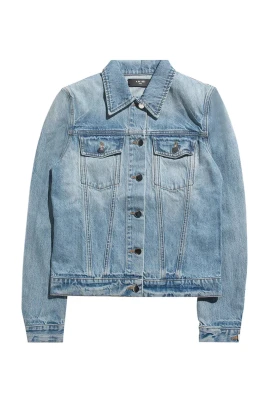 Denimjacka Kvinnor Knappstängning Fickor