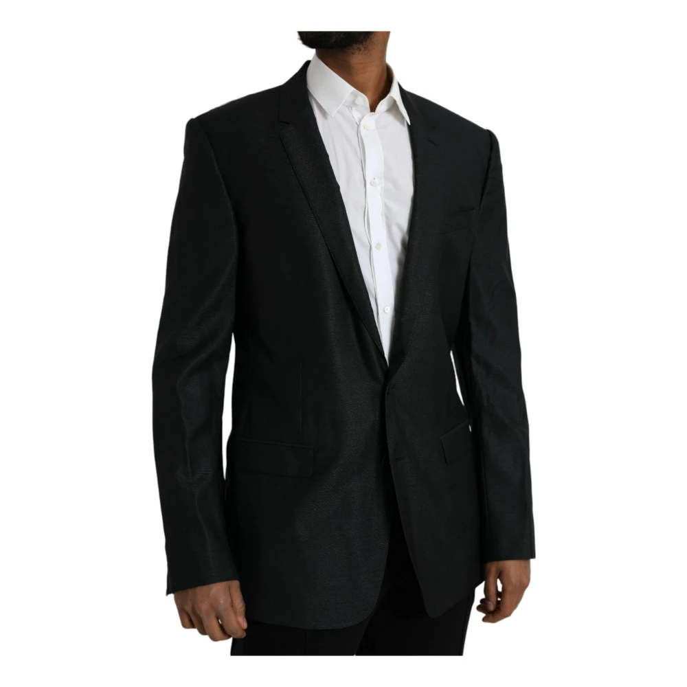 Dolce & Gabbana Zwarte Wol Blazer Slim Fit Black Heren