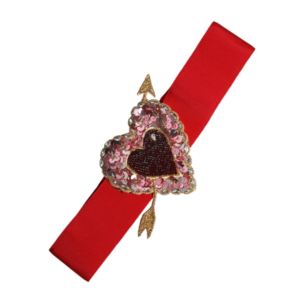 Dolce & Gabbana Women's Red Heart Embellished Snap Closure Belt
