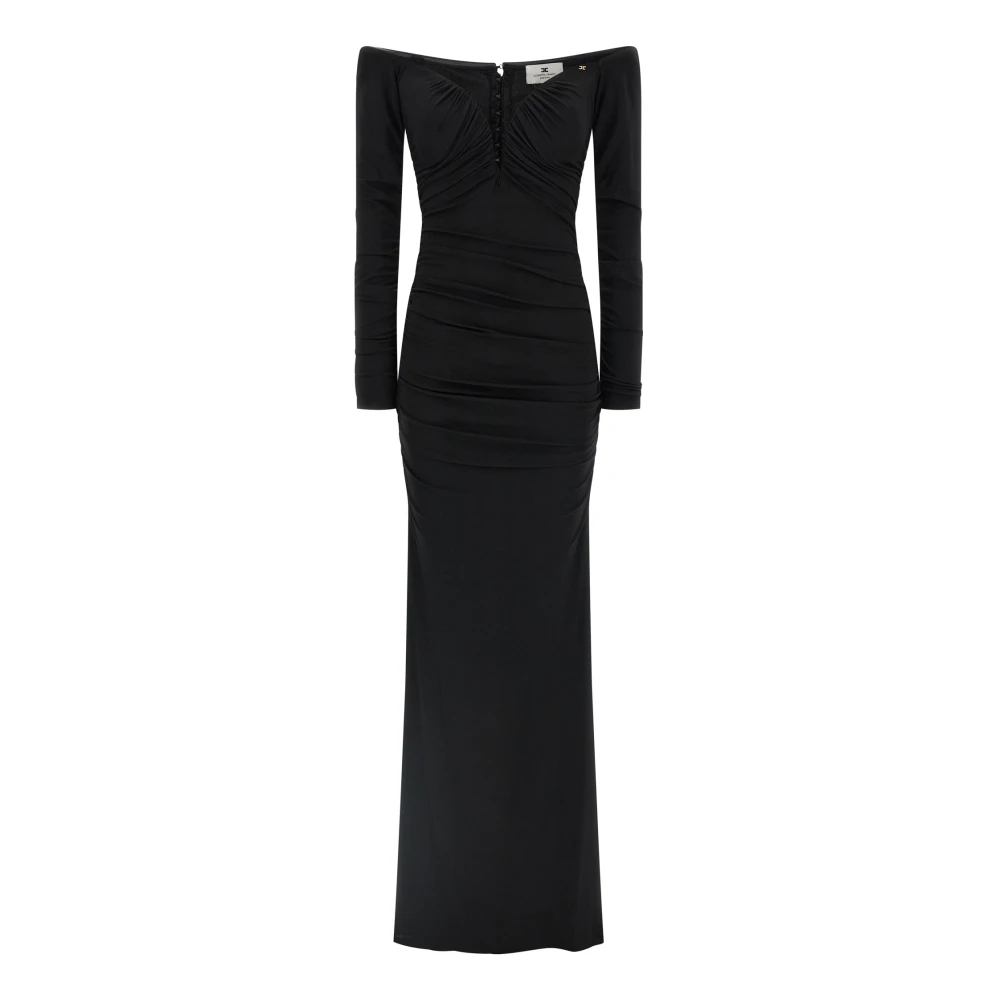Elisabetta Franchi Black Gowns, Female, M, Long Red Carpet Dress