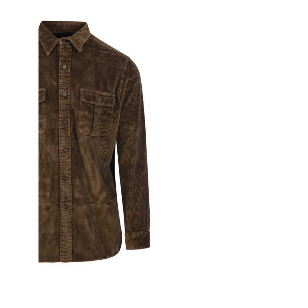 Ralph Lauren Lange Mouw Sportshirt Brown Heren
