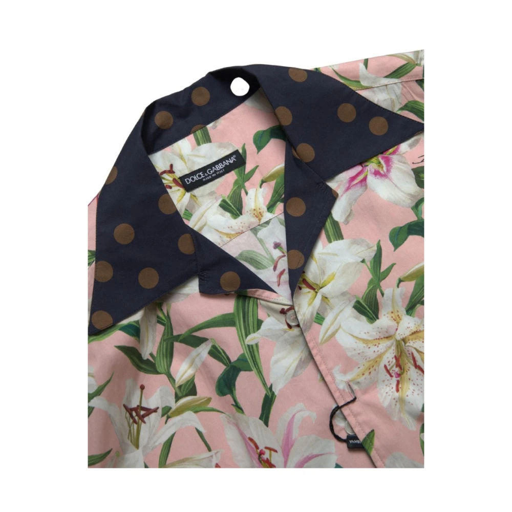 Dolce & Gabbana Elegant Slim Fit Roze Casual Overhemd Multicolor Heren