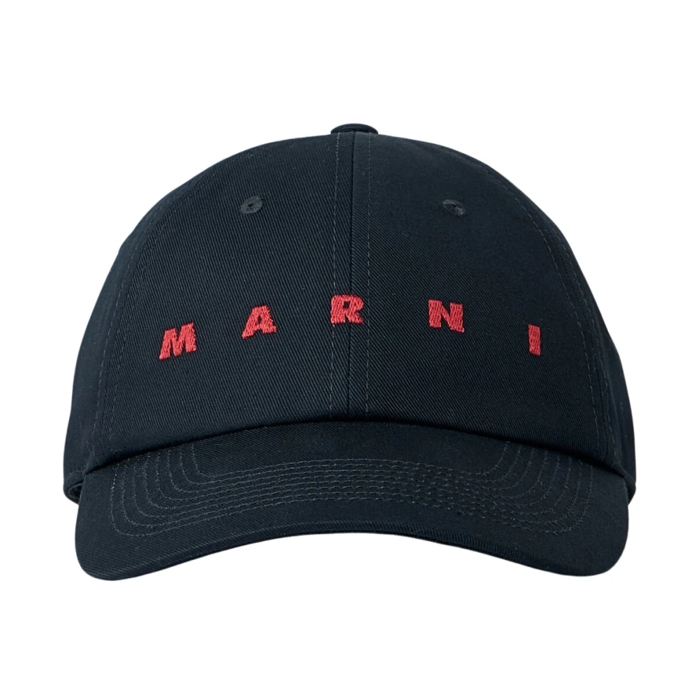 Marni Men's Black Cotton Twill Logo Baseball Cap - Hats & Caps - S - Accessories