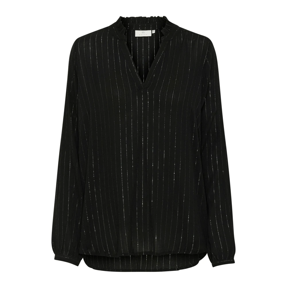 Kaffe Blouse met Ruches en Glitterdraad Black Dames