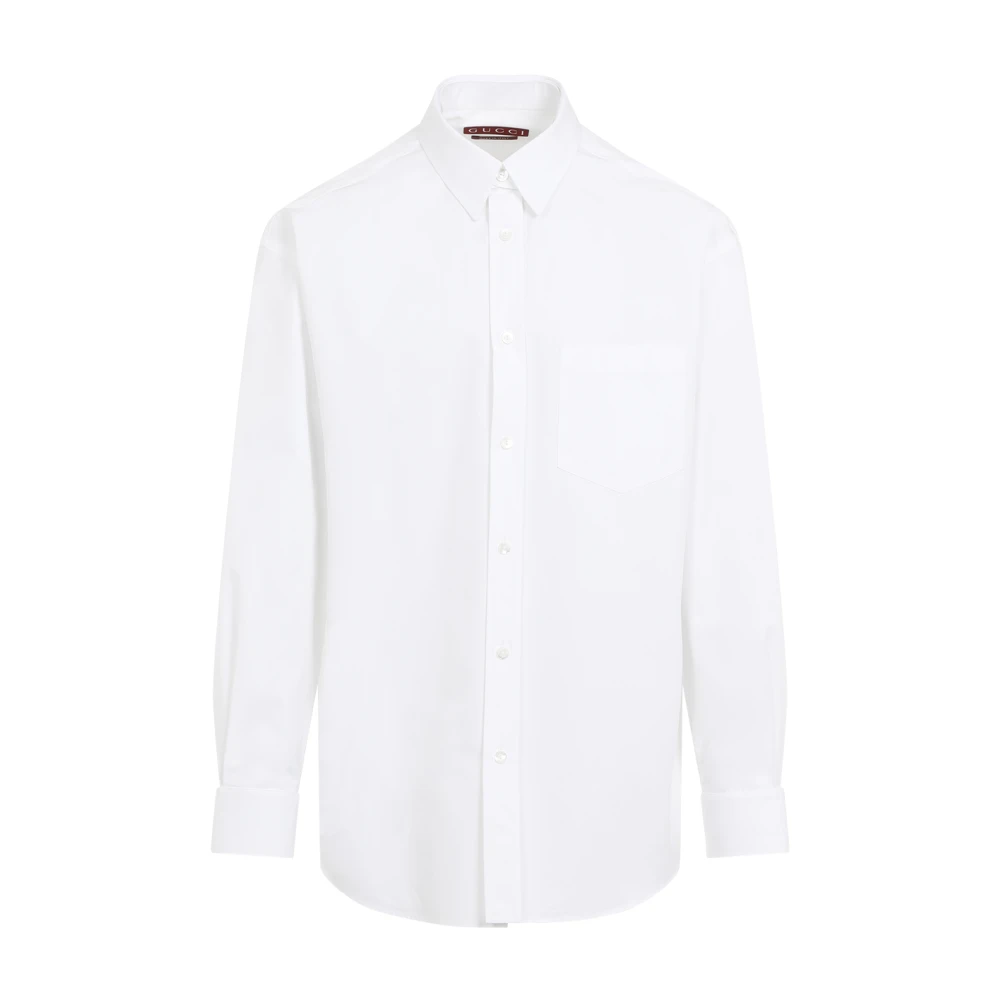 Gucci Witte Dubbele Kraag Katoenen Overhemd White Heren