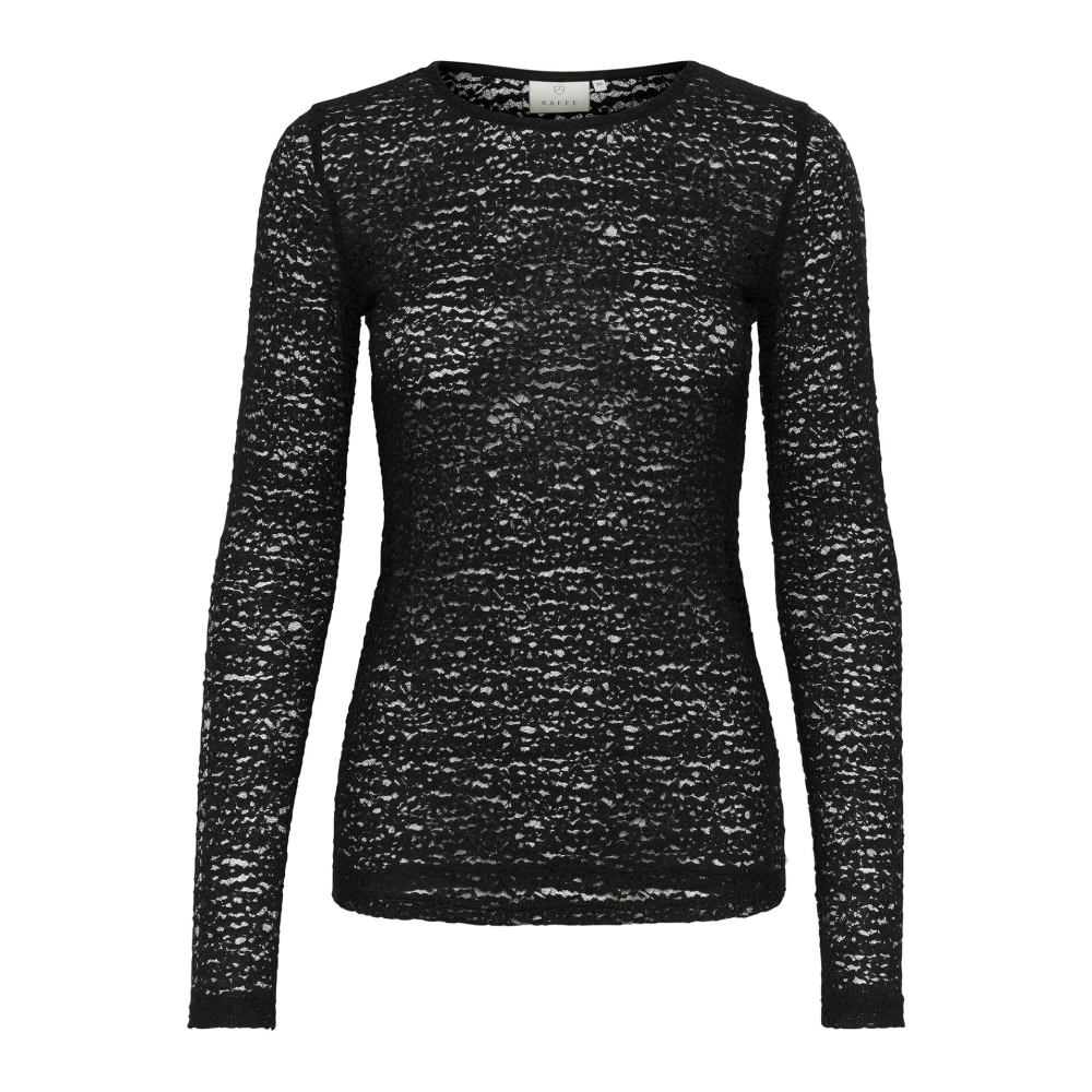 Kaffe Kant T-shirt Top Zwart Diep Black Dames