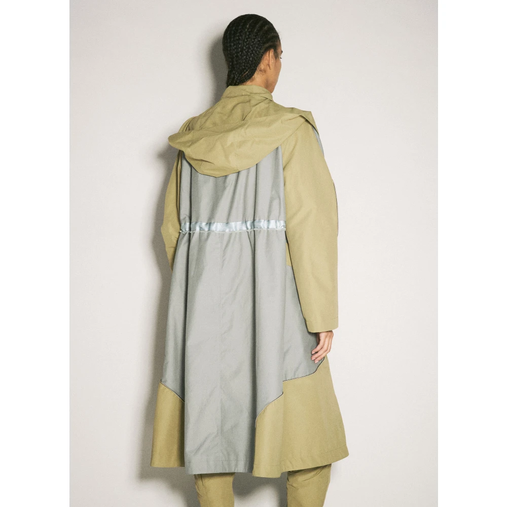 Kiko Kostadinov Contrastpanel Hooded Trenchcoat Green Dames