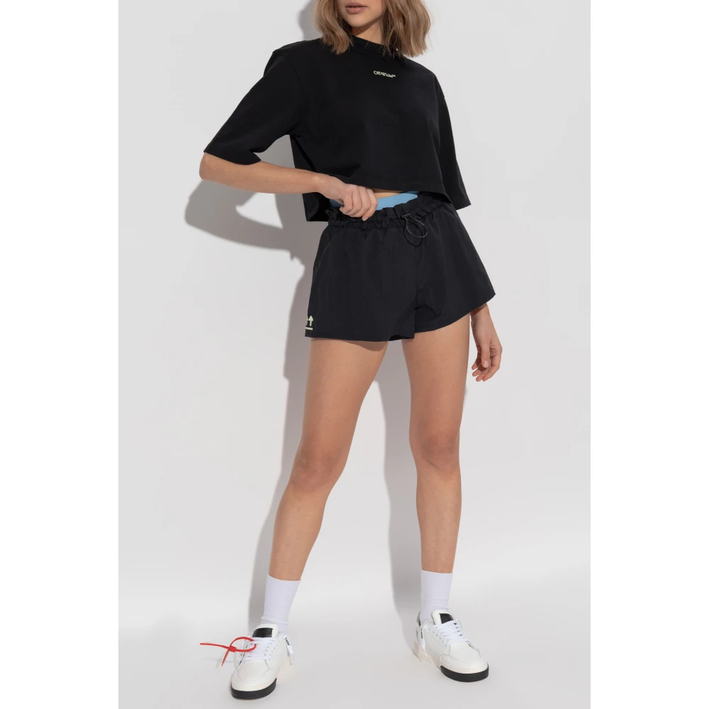 Off White Trainingshort met bedrukt logo Black Dames