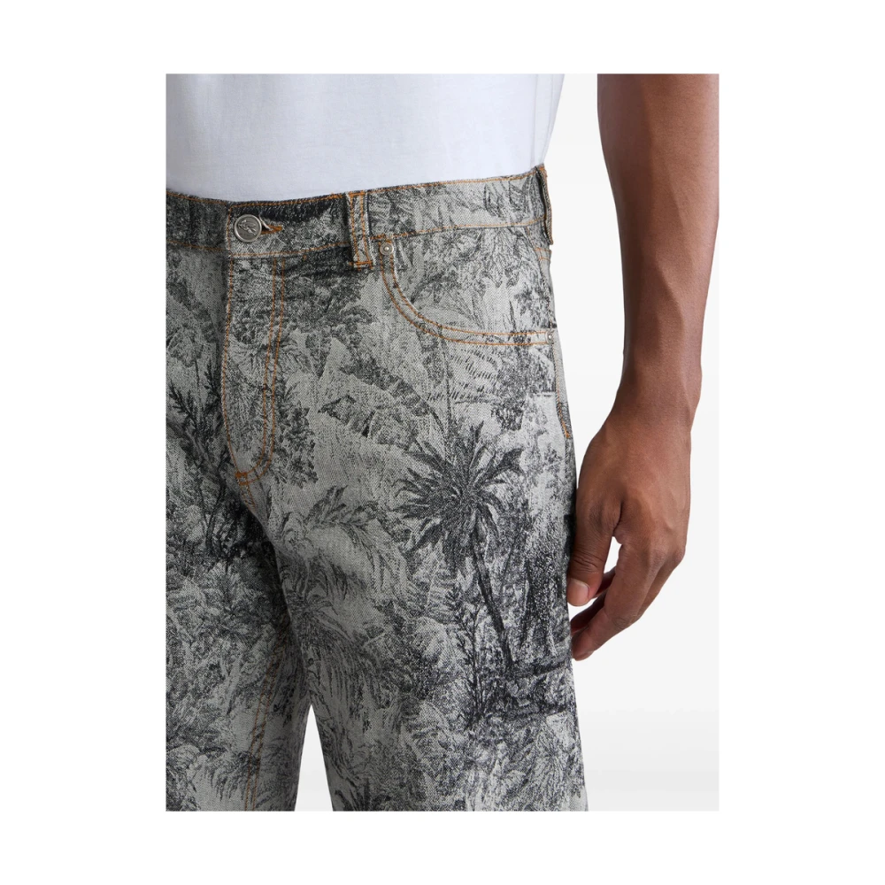 ETRO Grijs Patroon Jacquard Jeans Gray Heren