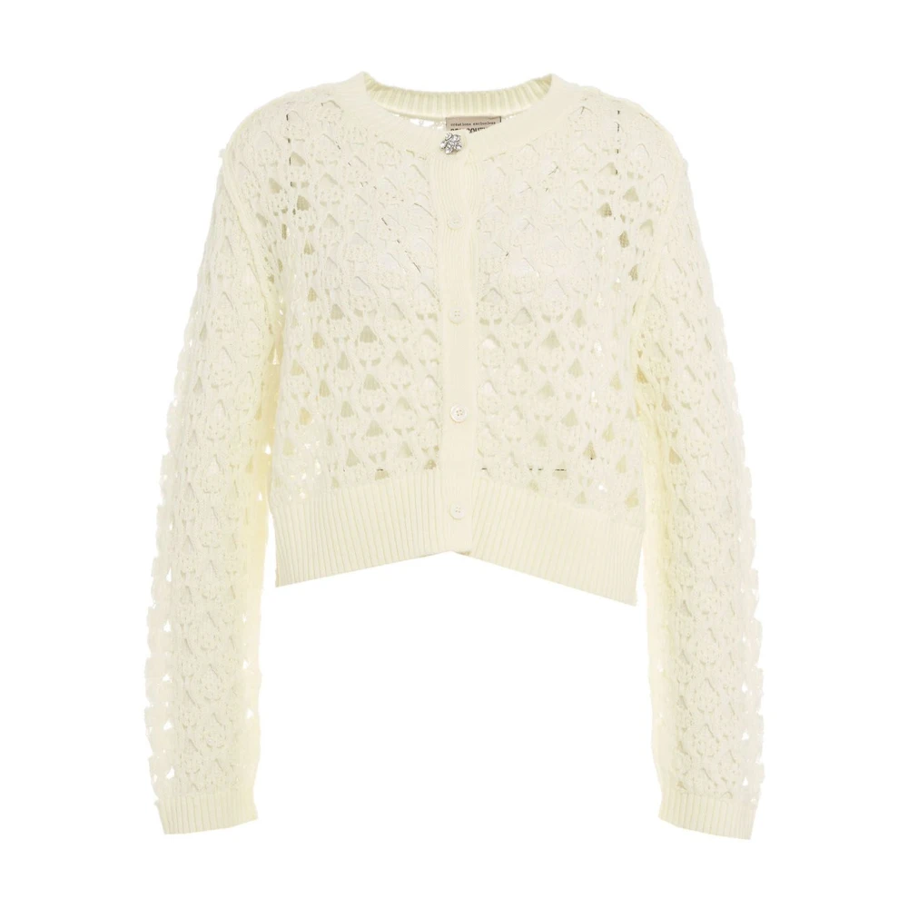 Semicouture Witte Gehaakte Vest Aw24 Beige Dames