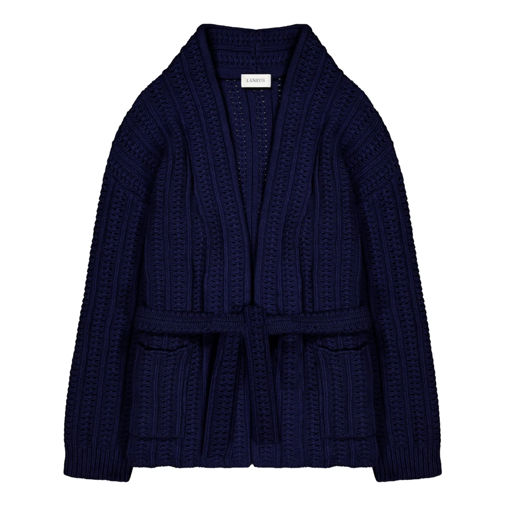Laneus Wollen Hybride Vest Badjas Blue Heren