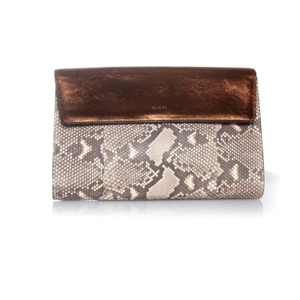 Gucci Vintage Pre-owned Leather clutches Brown Dames