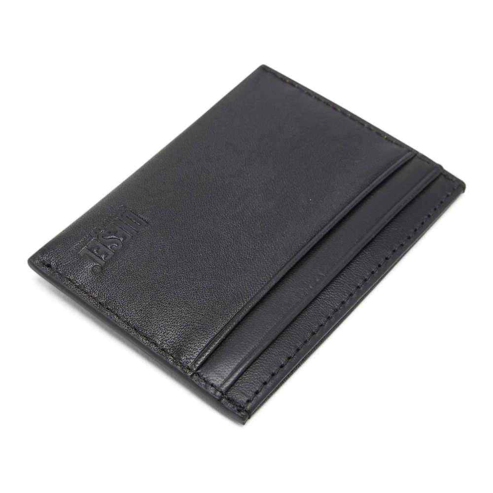 Diesel Leather card holder with embossed logo Black Heren
