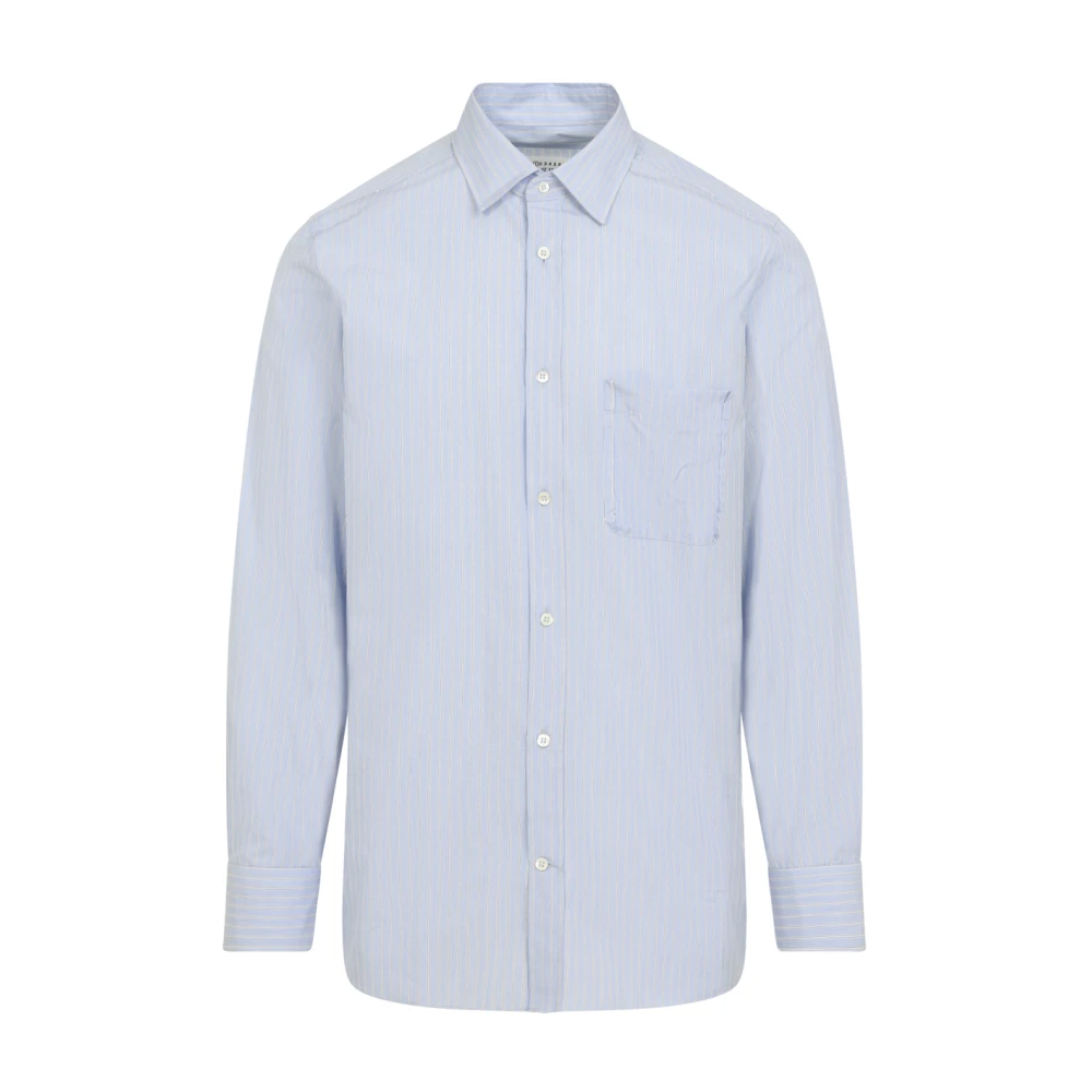 Maison Margiela Men's Blue Striped Cotton Shirt - Casual Shirts - 2XL - Shirts