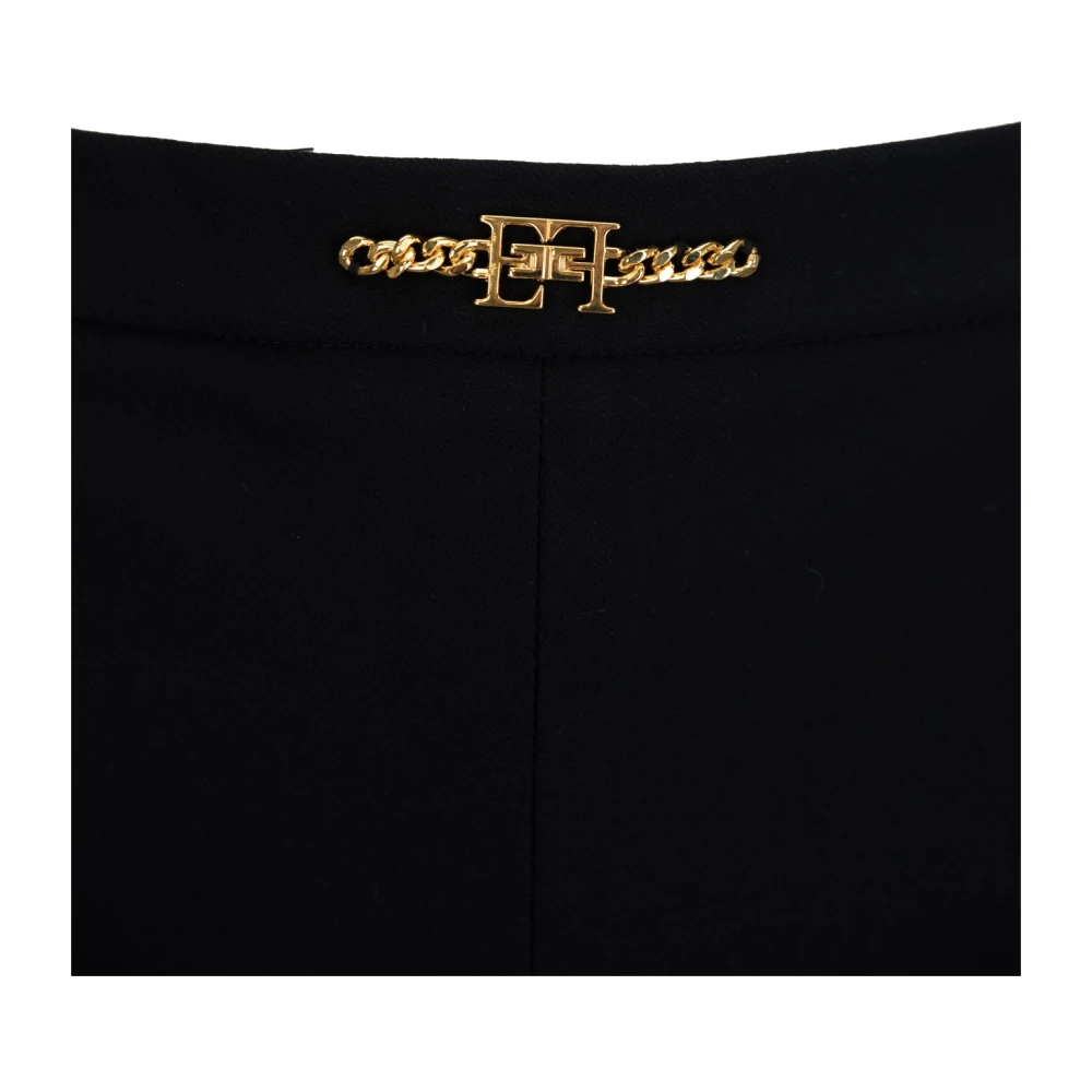 Elisabetta Franchi Gouden Detail Rits Haak Damesbroek Black Dames