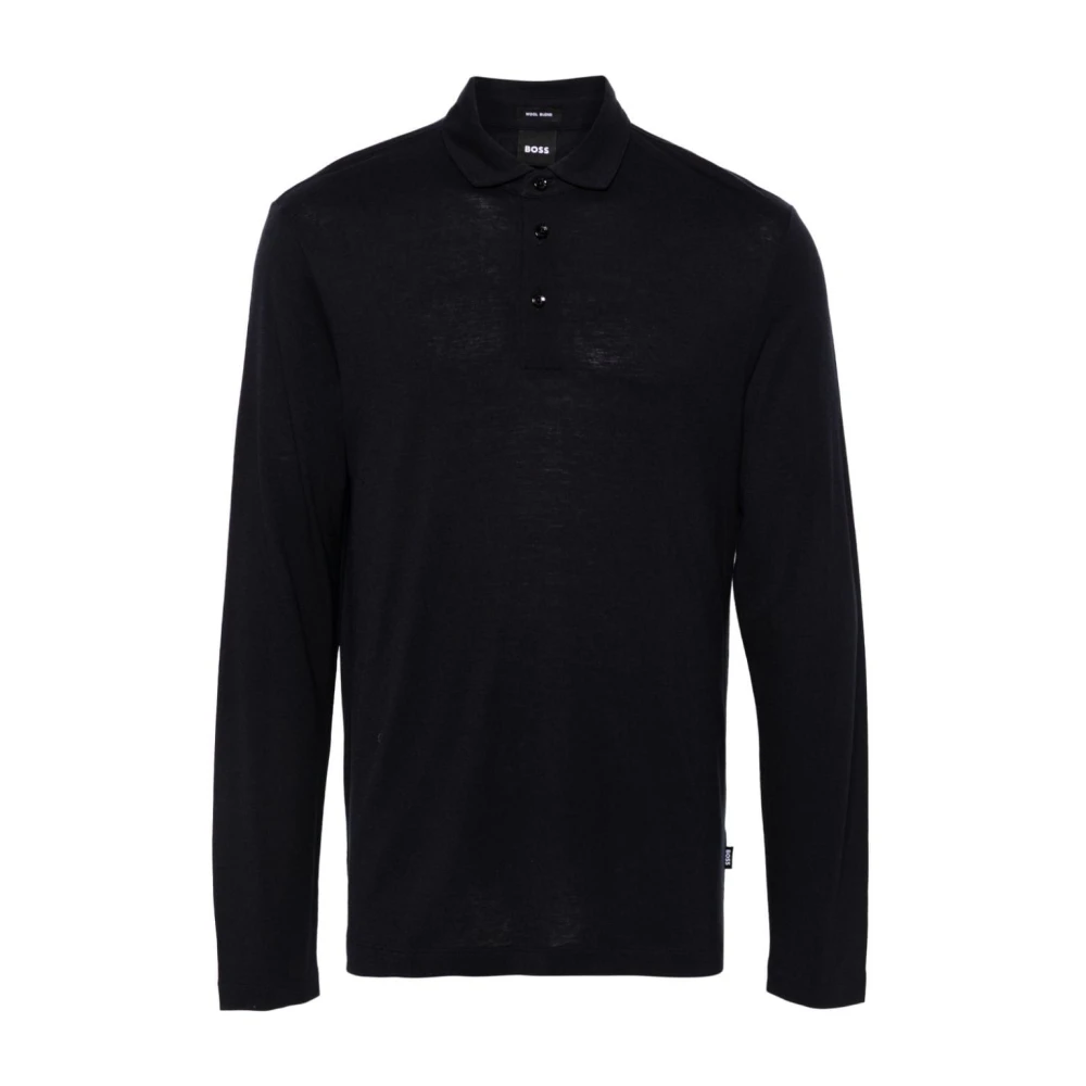 Hugo Boss Stiligt Stickad Polo Tröja Blue, Herr