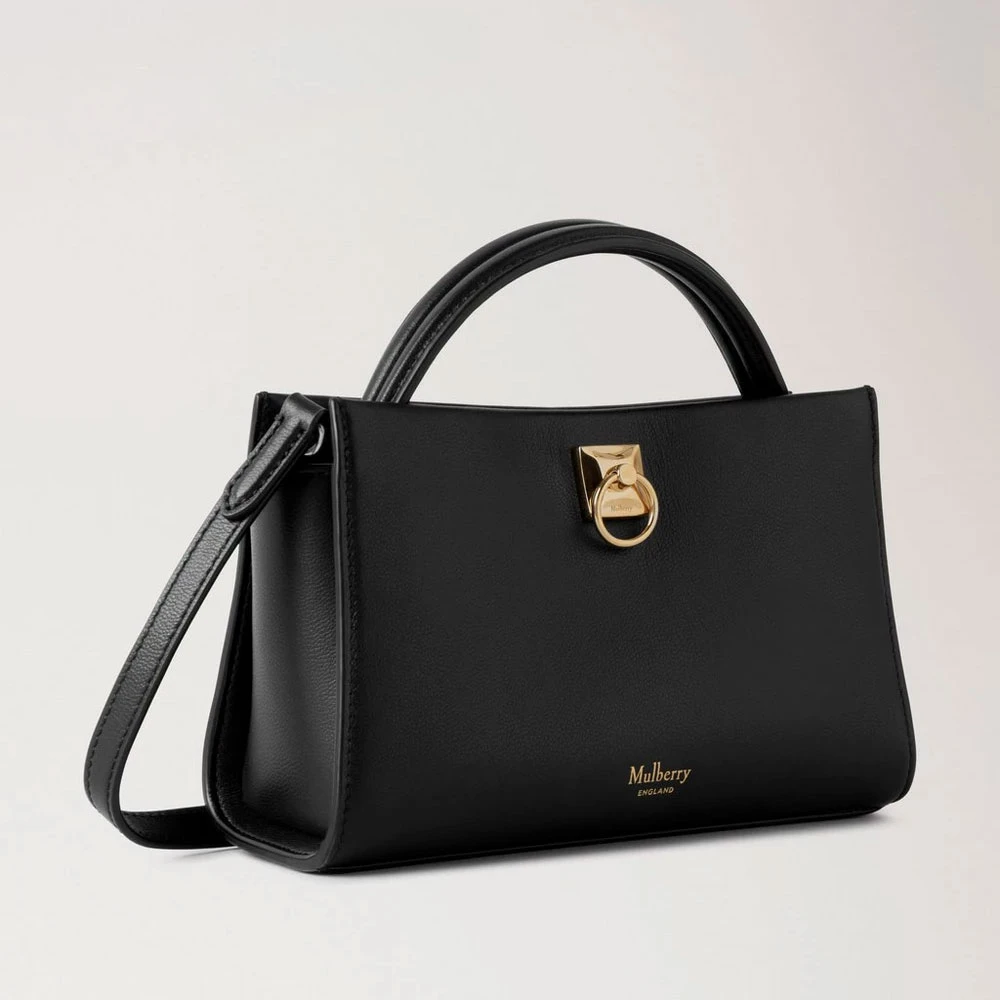 Mulberry Mini Iris Zwarte Lederen Tas Black Dames