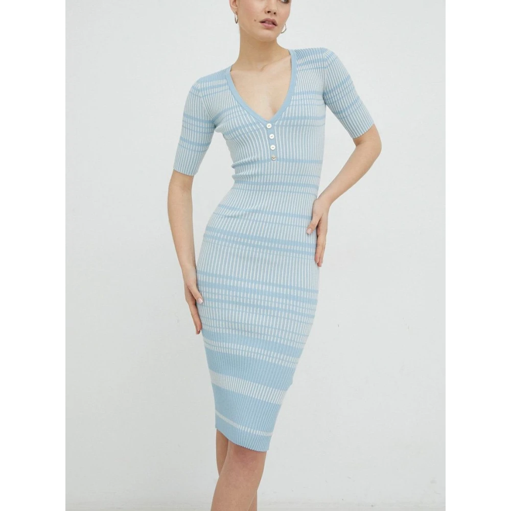 Elisabetta Franchi Blauwe Midi Jurk voor Moderne Vrouwen Multicolor Dames