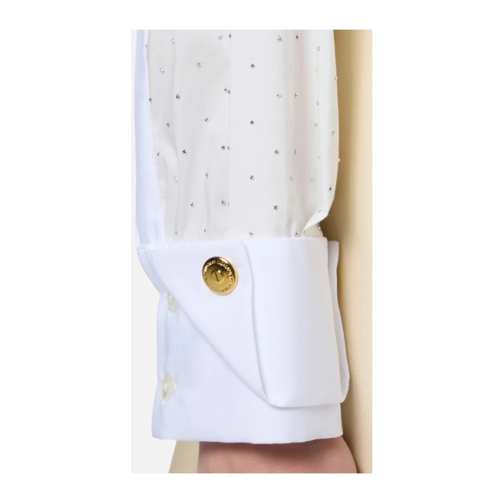 Elisabetta Franchi Strass Knoop Wit Overhemd White Dames